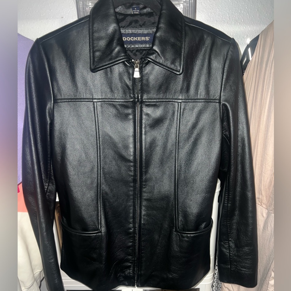 Y2K Dockers Black Leather Jacket